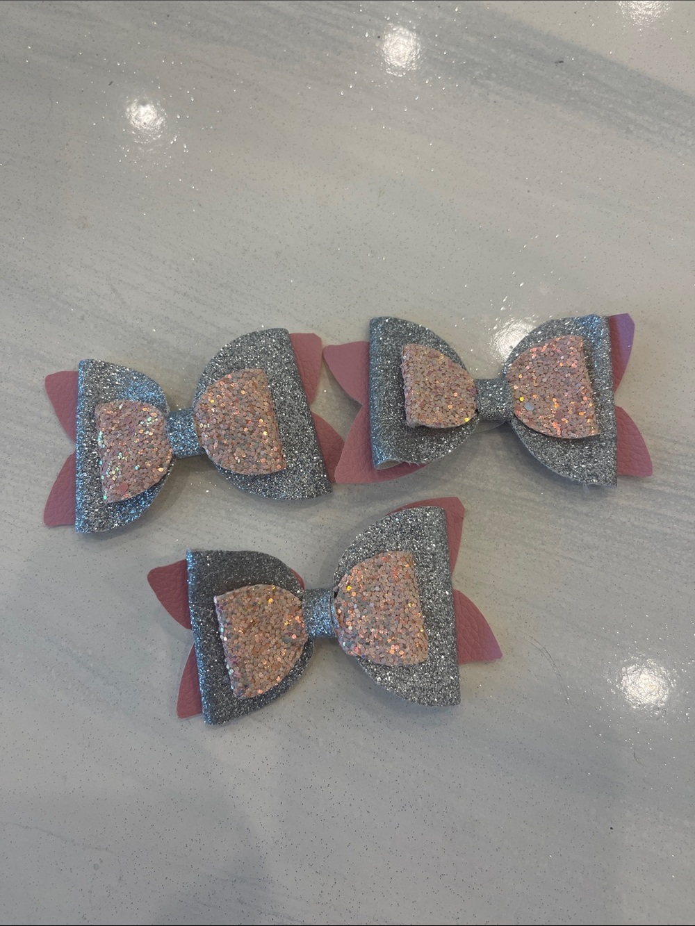 Lot of 3 Glitter Straw Topper Bows
